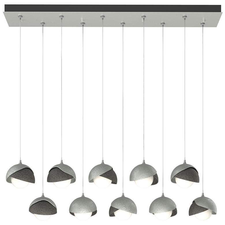 Image 1 Brooklyn 10-Light Double Shade Rectangular Pendant - Platinum - Iron - Opal