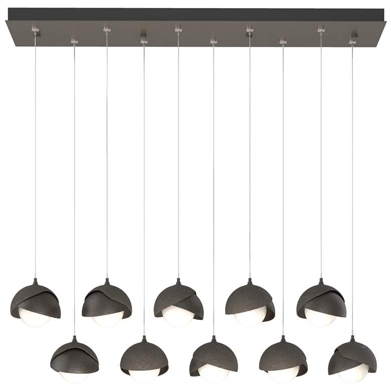 Image 1 Brooklyn 10-Light Double Shade Rectangular Pendant - Smoke - Bronze - Opal