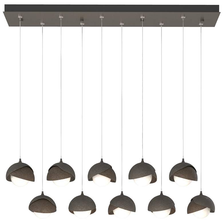Image 1 Brooklyn 10-Light Double Shade Rectangular Pendant - Smoke - Bronze - Opal