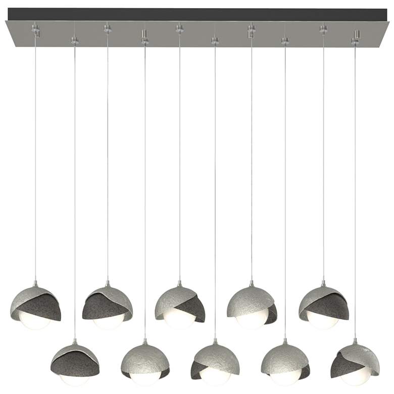 Image 1 Brooklyn 10-Light Double Shade Rectangular Pendant - Sterling - Iron - Opal