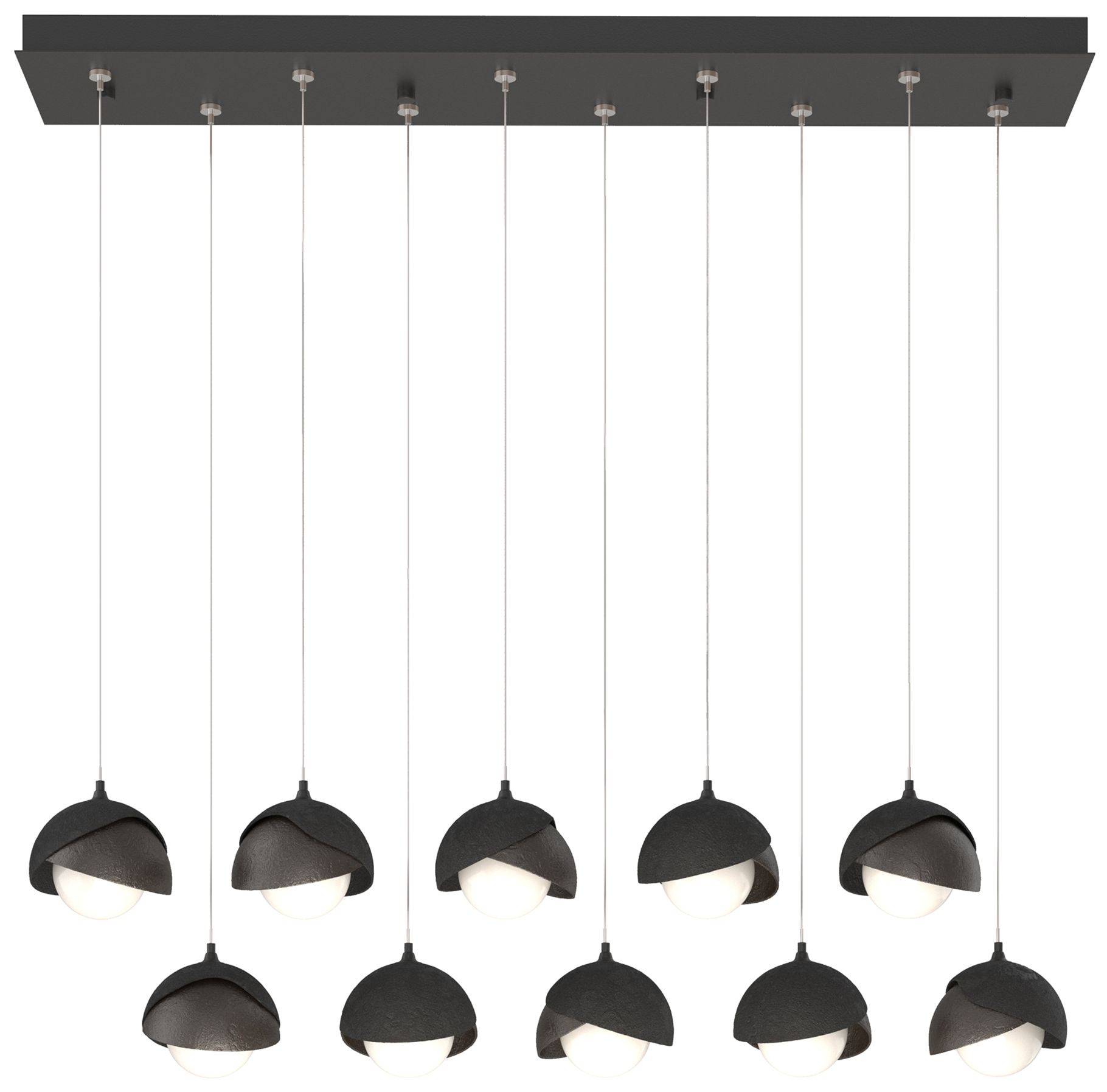Brooklyn 10-Light Rectangular Pendant Black Bronze Opal Made to Order