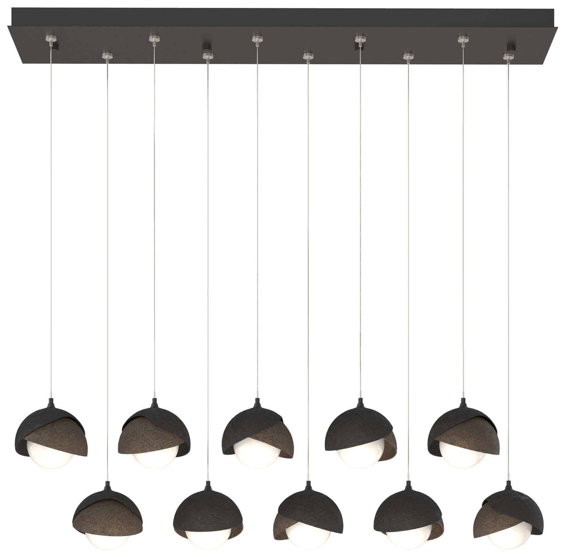 Brooklyn 10-Light Rectangular Pendant Black Bronze Opal Made to Order