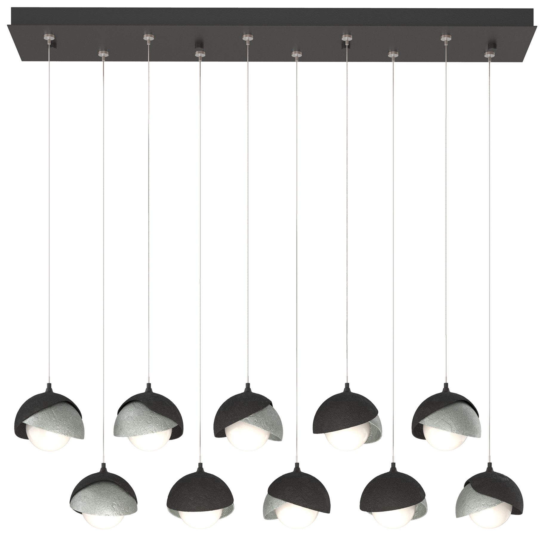 Brooklyn 10-Light Rectangular Pendant Black Platinum Opal Made to Order