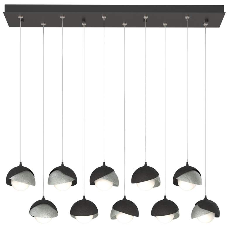 Image 1 Brooklyn 10-Light Rectangular Pendant - Black - Platinum - Opal