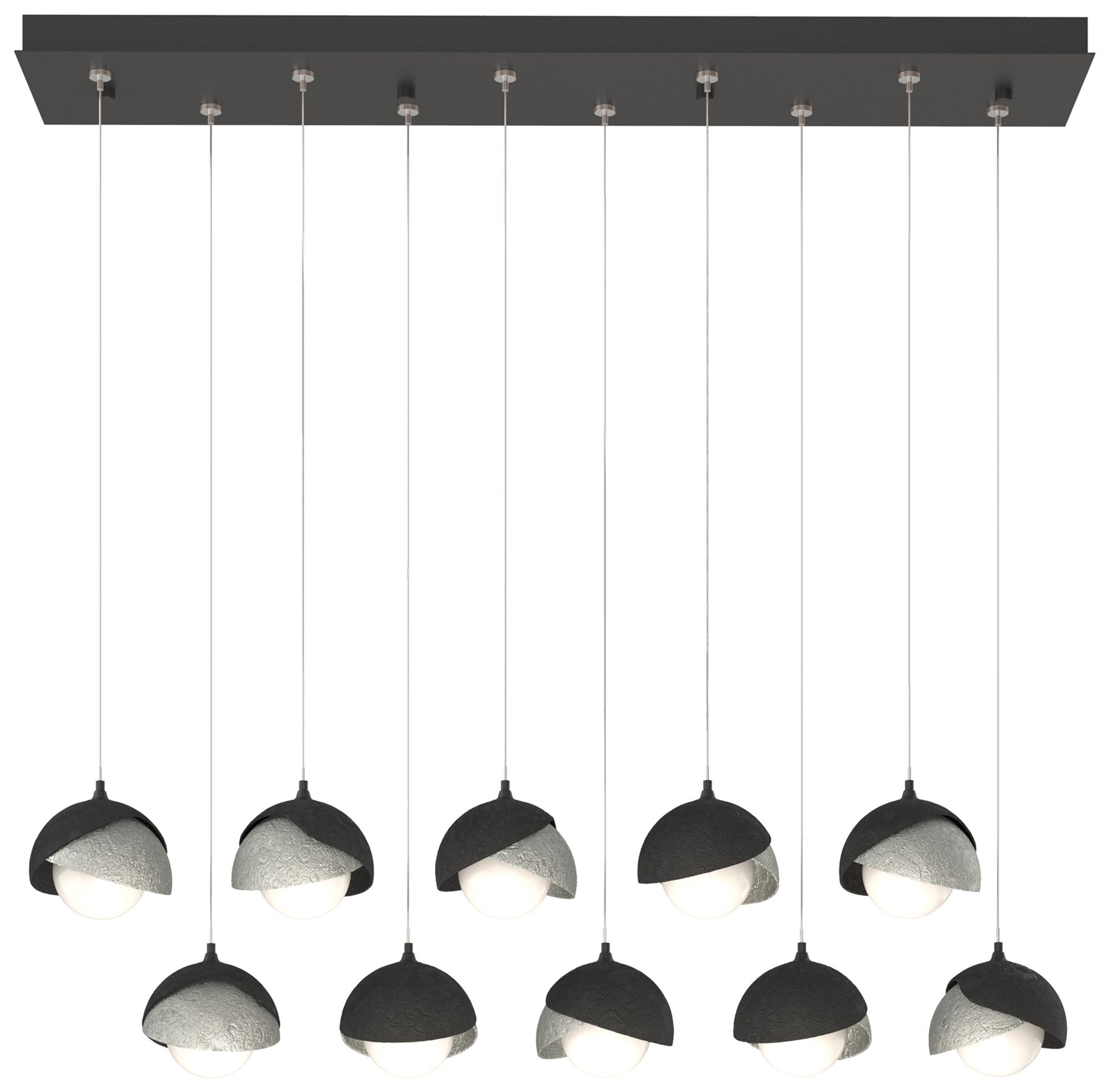 Brooklyn 10-Light Rectangular Pendant Black Sterling Opal Made to Order