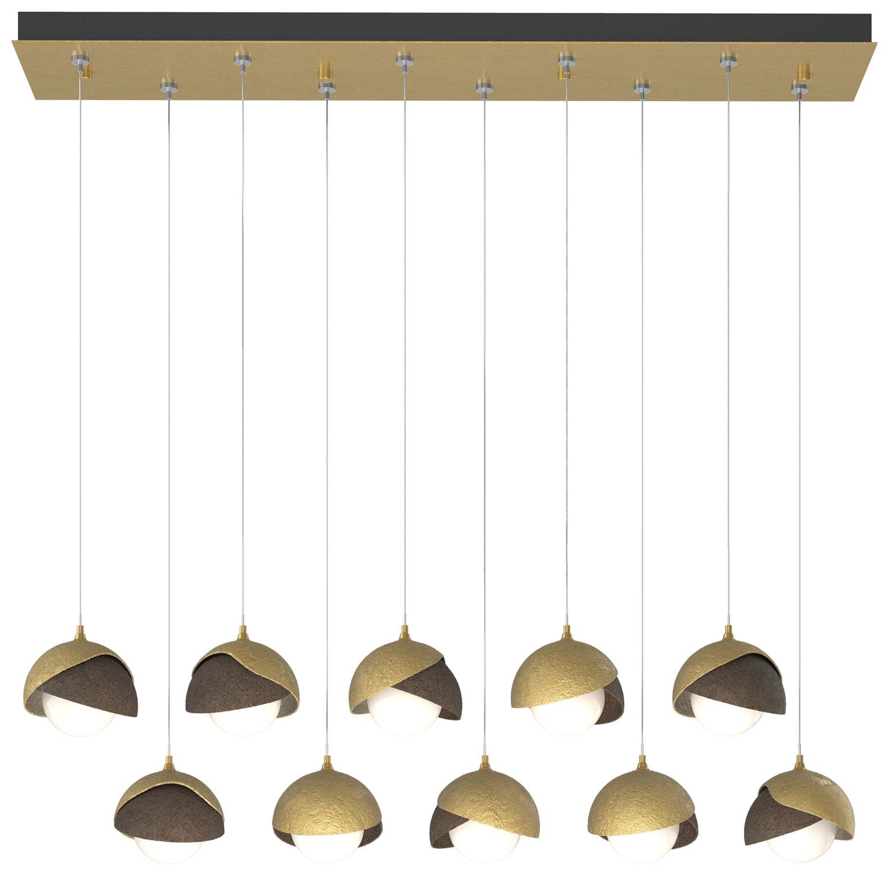 Brooklyn 10-Light Rectangular Pendant Brass Bronze Opal Made to Order