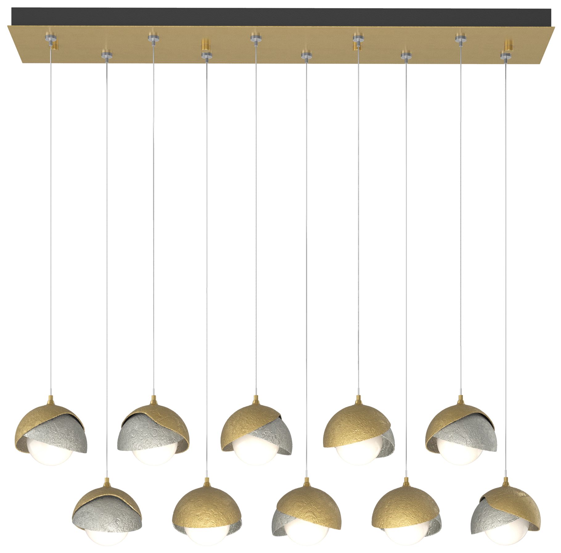 Brooklyn 10-Light Rectangular Pendant Brass Sterling Opal Made to Order
