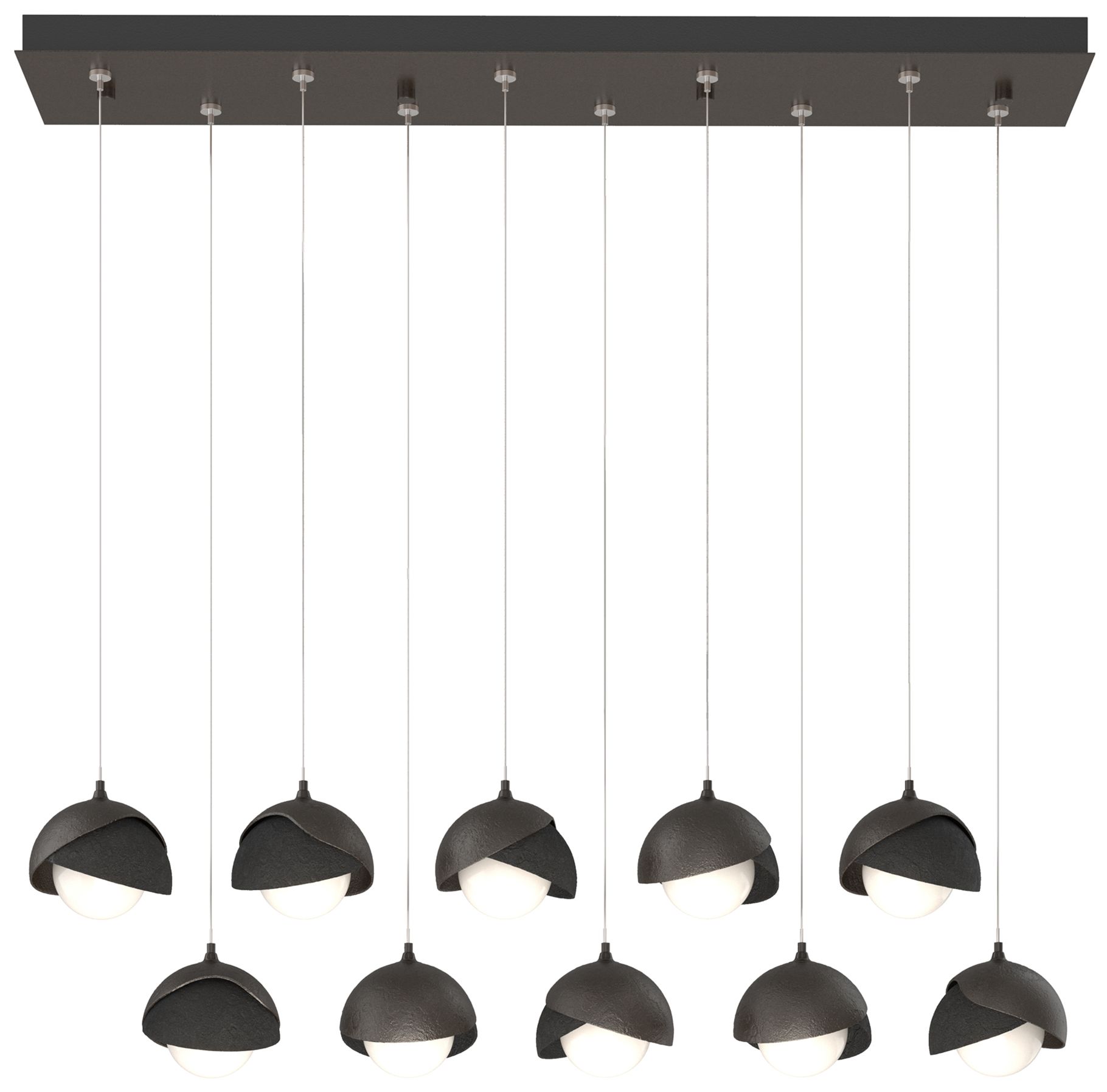 Brooklyn 10-Light Rectangular Pendant Bronze Black Opal Made to Order