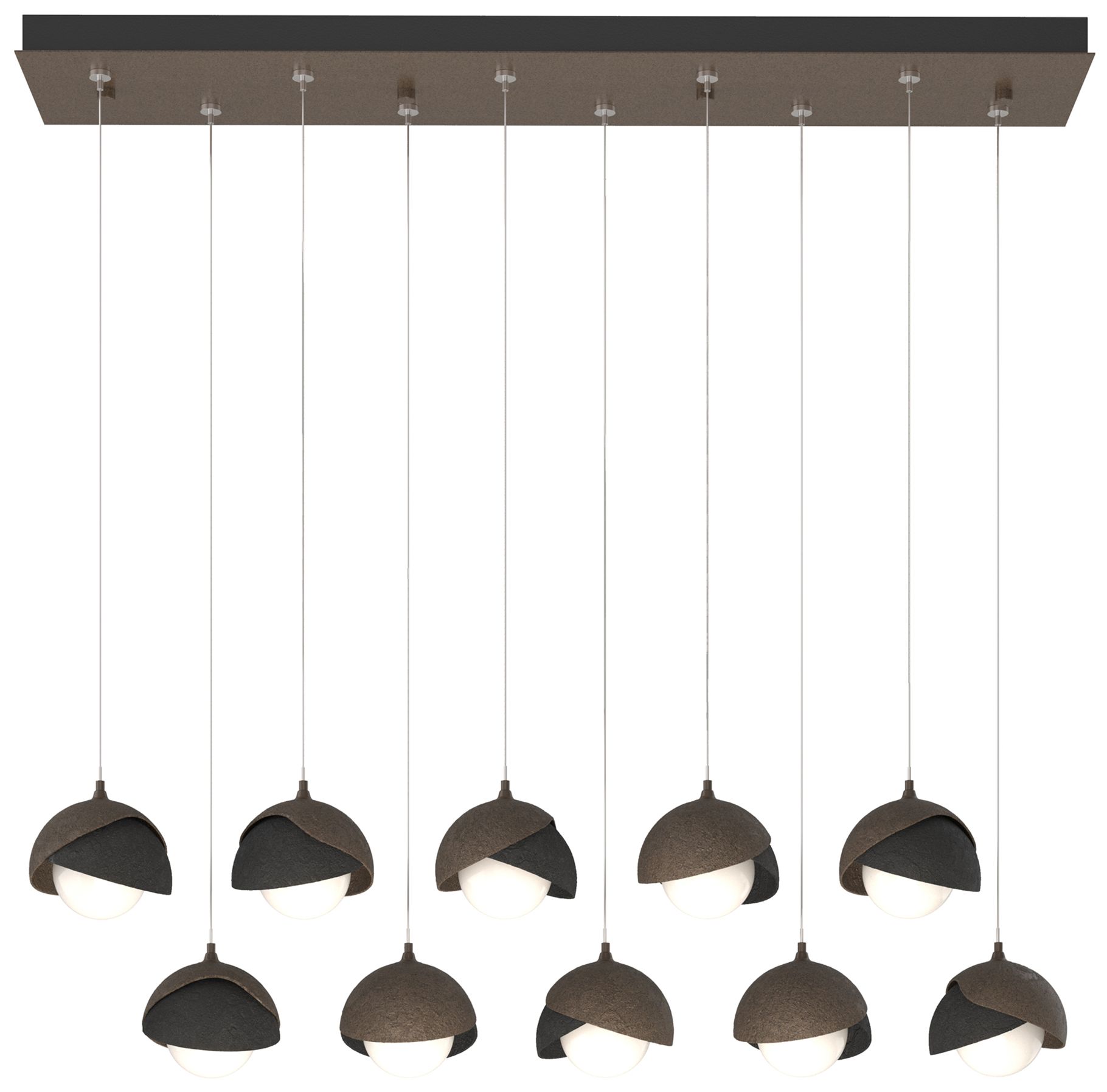 Brooklyn 10-Light Rectangular Pendant Bronze Black Opal Made to Order