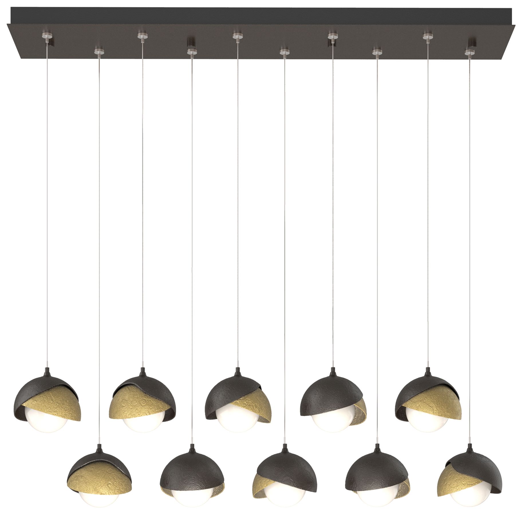 Brooklyn 10-Light Rectangular Pendant Bronze Brass Opal Made to Order