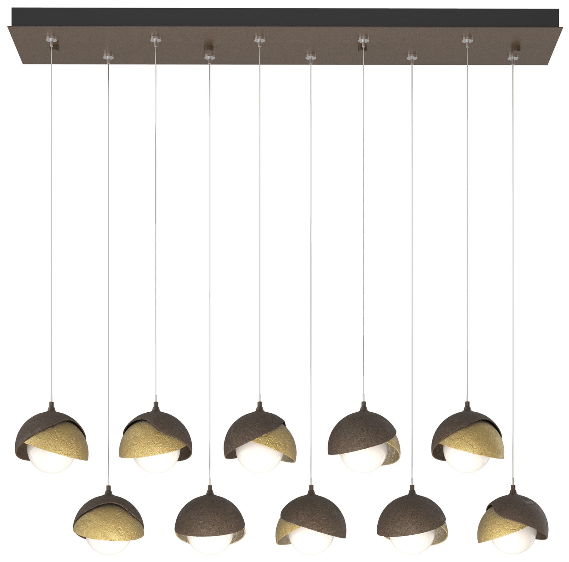 Brooklyn 10-Light Rectangular Pendant Bronze Brass Opal Made to Order