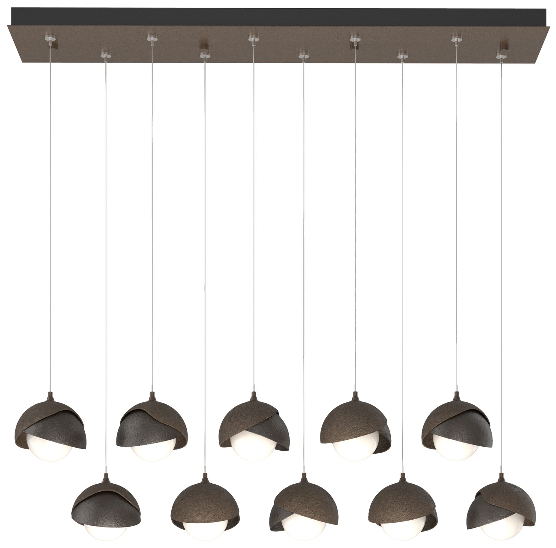 Brooklyn 10-Light Rectangular Pendant Bronze Bronze Opal Made to Order