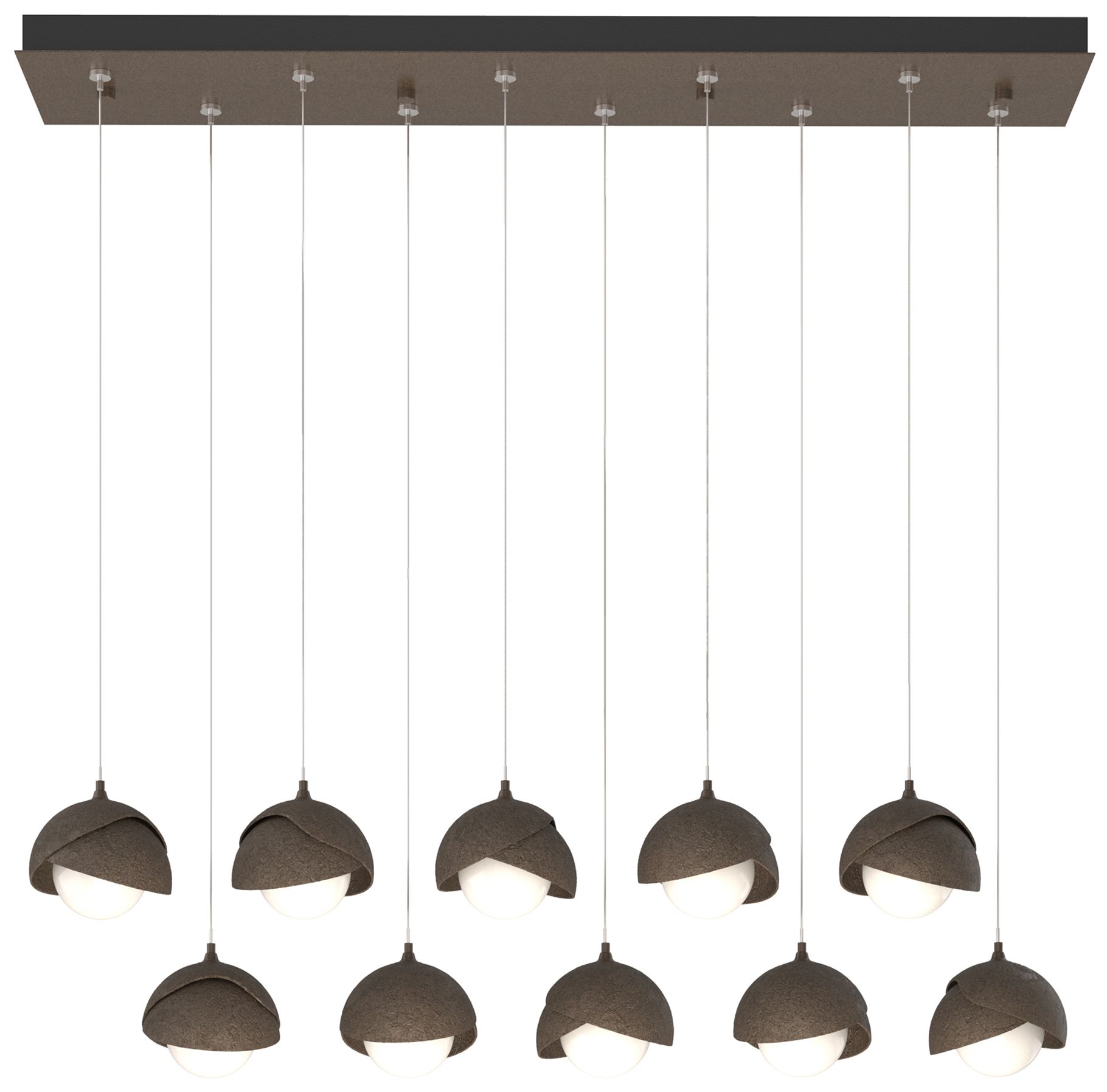 Brooklyn 10-Light Rectangular Pendant Bronze Bronze Opal Made to Order