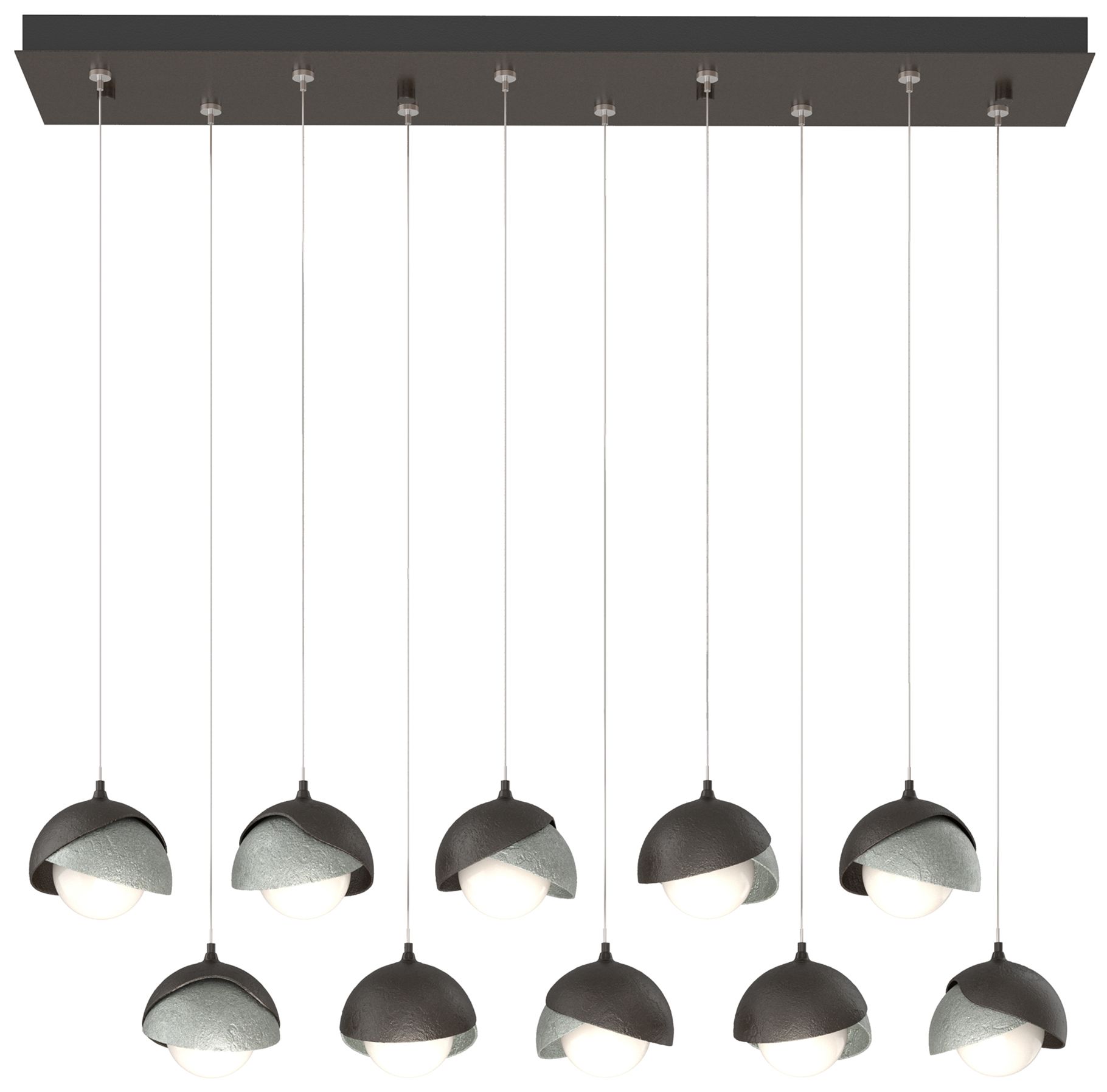 Brooklyn 10-Light Rectangular Pendant Bronze Platinum Opal Made to Order