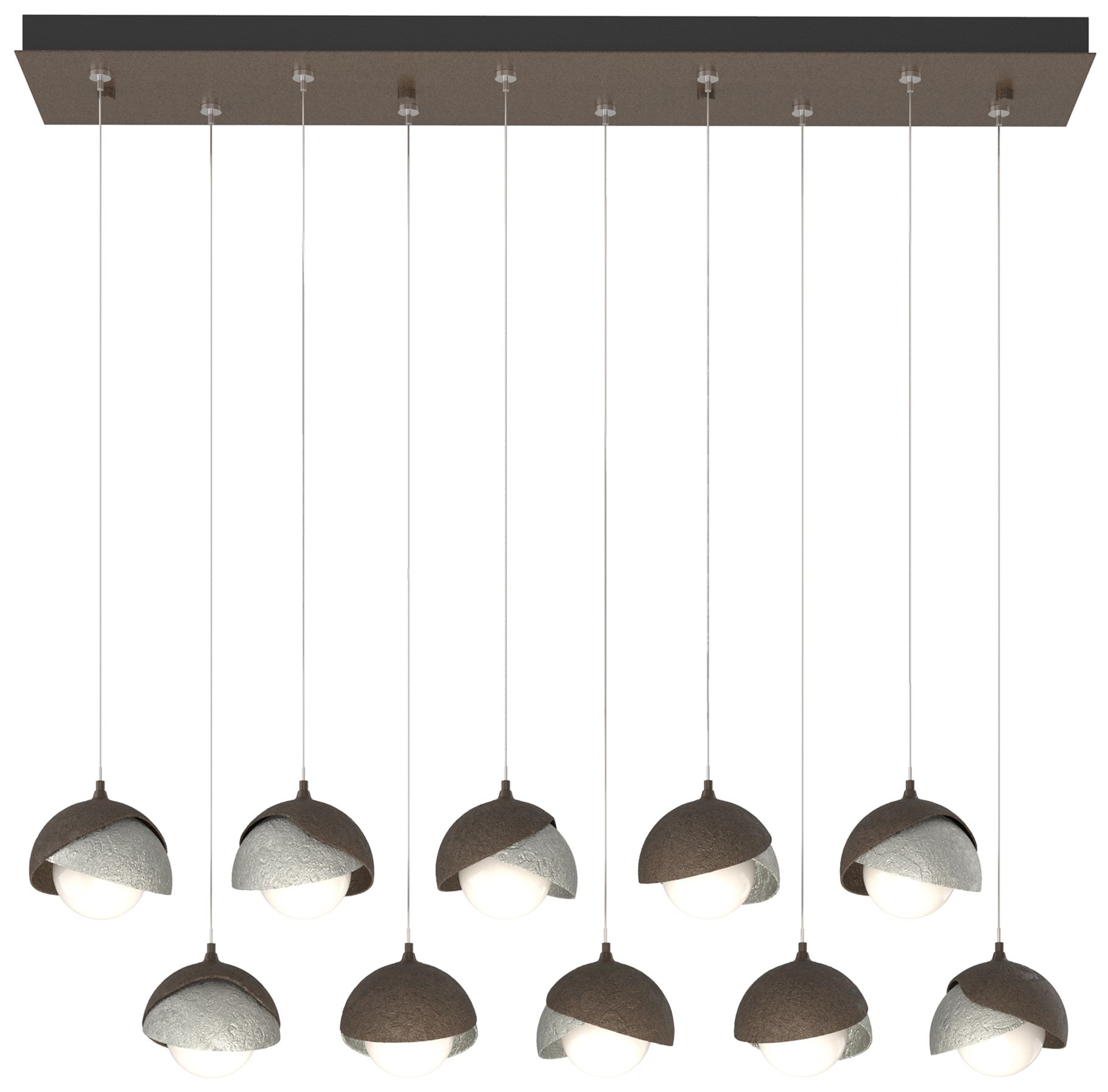 Brooklyn 10-Light Rectangular Pendant Bronze Sterling Opal Made to Order