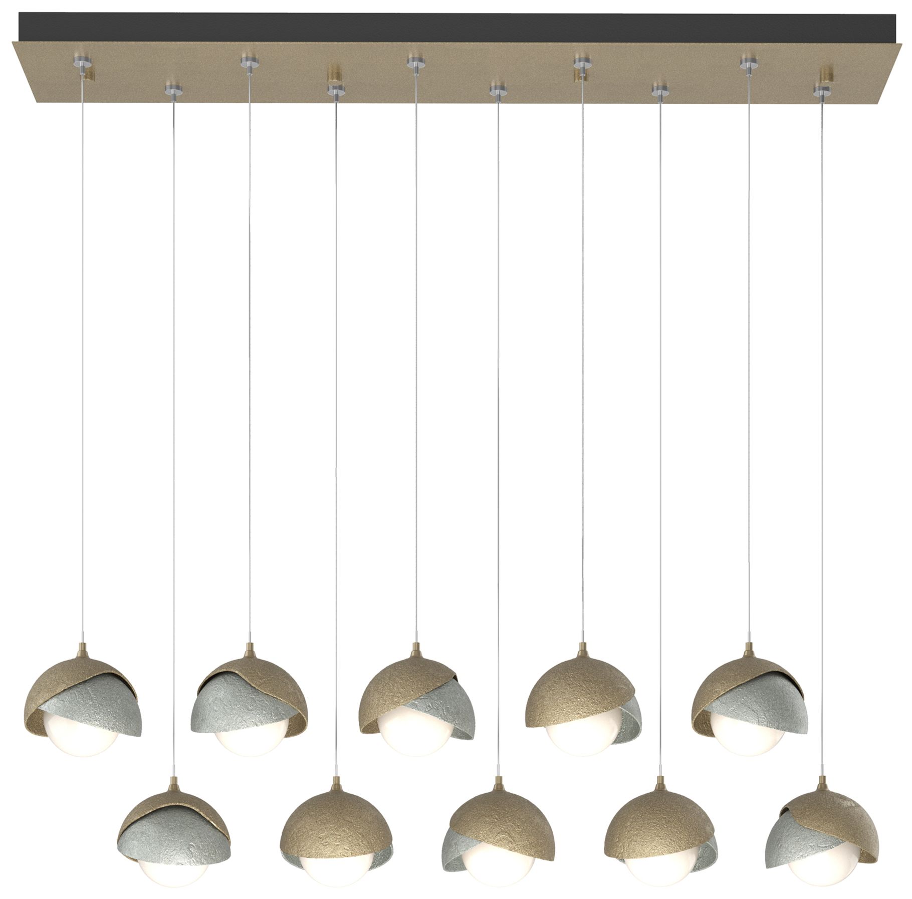 Brooklyn 10-Light Rectangular Pendant Gold Platinum Opal Made to Order