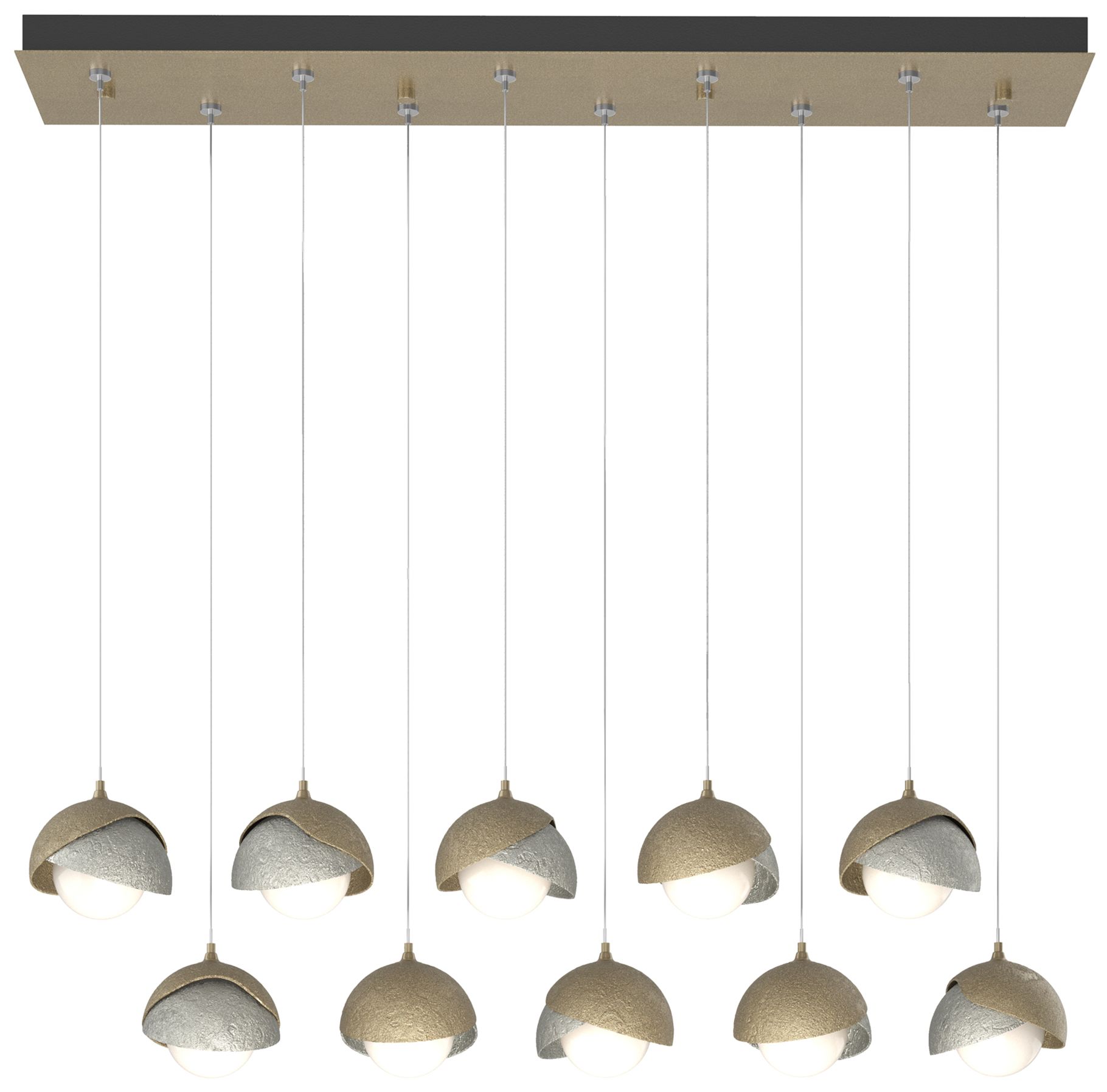 Brooklyn 10-Light Rectangular Pendant Gold Sterling Opal Made to Order