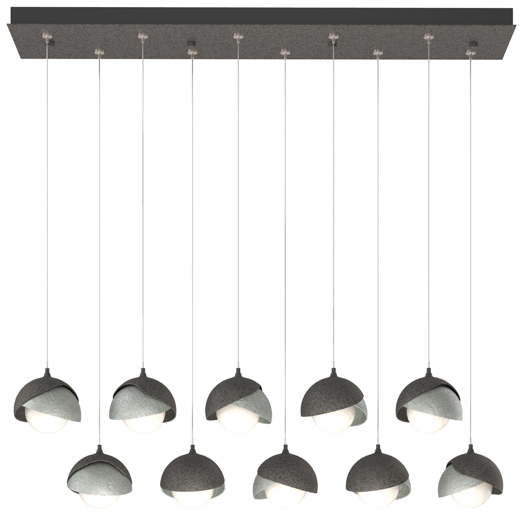 Brooklyn 10-Light Rectangular Pendant Iron Platinum Opal Made to Order