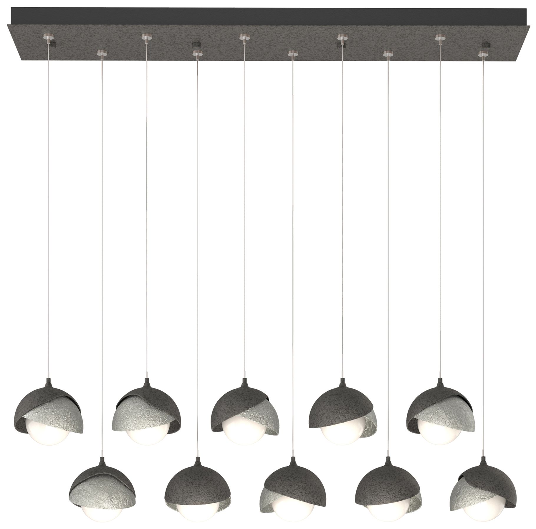 Brooklyn 10-Light Rectangular Pendant Iron Sterling Opal Made to Order