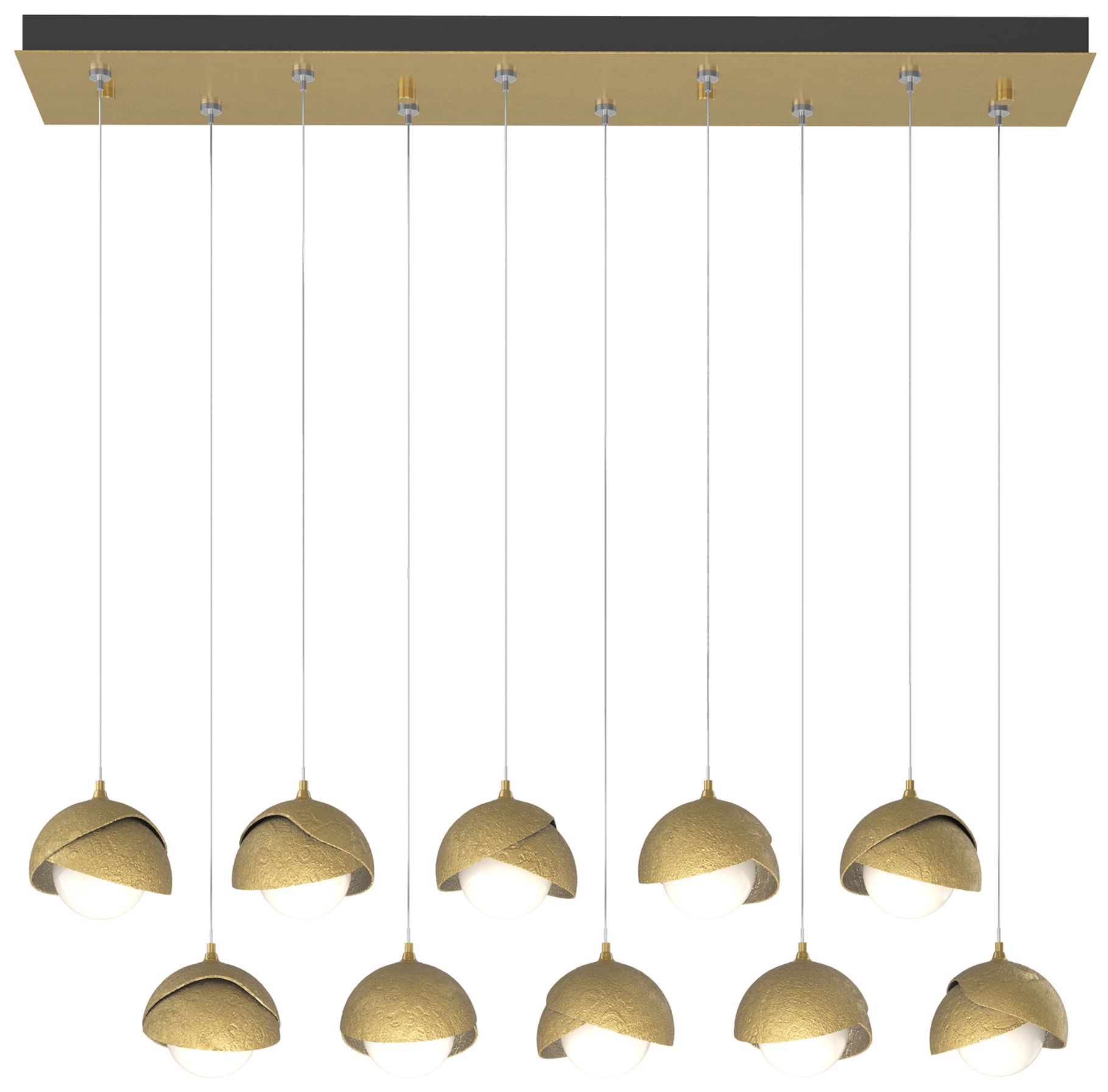 Brooklyn 10-Light Rectangular Pendant Modern Brass Opal Made to Order