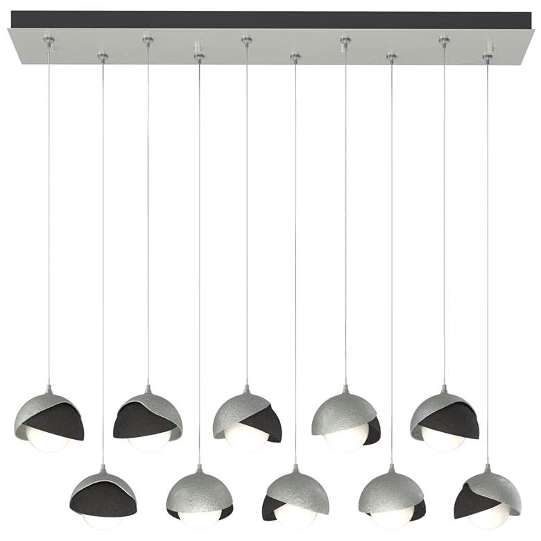Image 1 Brooklyn 10-Light Rectangular Pendant - Platinum - Black - Opal