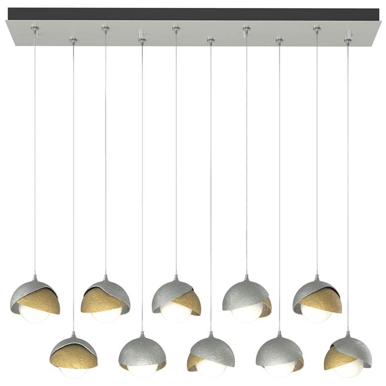 Image 1 Brooklyn 10-Light Rectangular Pendant - Platinum - Brass - Opal