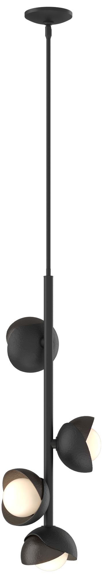 Brooklyn 11.5" Wide 4-Light Black Pendant w/ Oil Rubbed Bronze/Opal Gl
