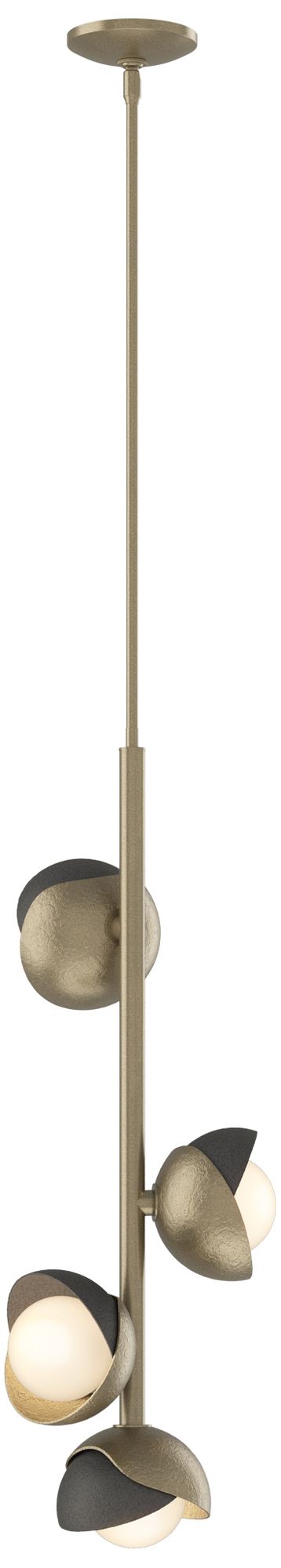 Brooklyn 11.5" Wide 4-Light Soft Gold Pendant w/ Natural Iron/Opal Gla