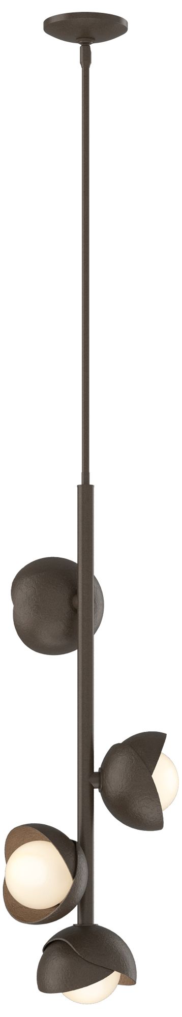 Brooklyn 11.5"W 4-Light Bronze Pendant w/ Bronze/Opal Glass Made to Or