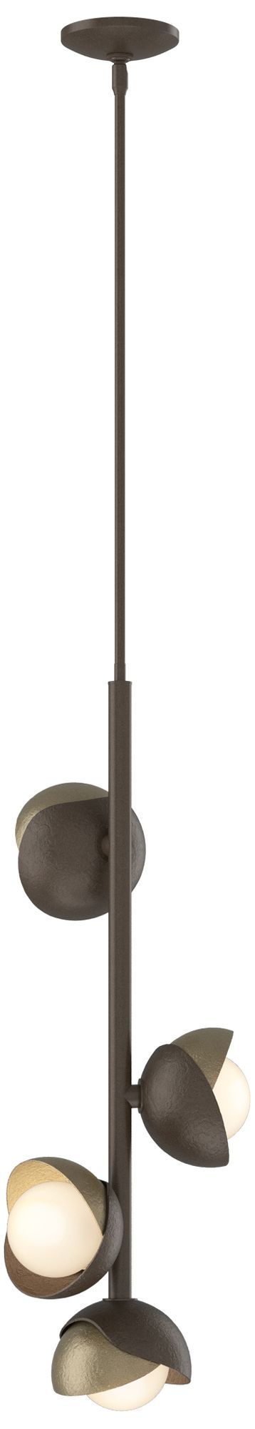 Brooklyn 11.5"W 4-Light Bronze Pendant w/Soft Gold/Opal Glass Made to