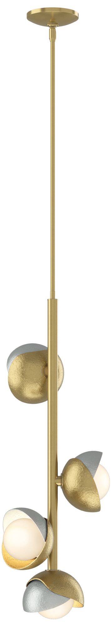 Brooklyn 11.5"W 4-Light Modern Brass Pendant w/ Vintage Platinum/Opal Glass