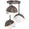 Brooklyn 12"W 3-Light White Accented Bronze Semi Flush w/ Opal Double