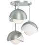 Brooklyn 12"W 3-Light White Accented Platinum Double Shade Semi Flush