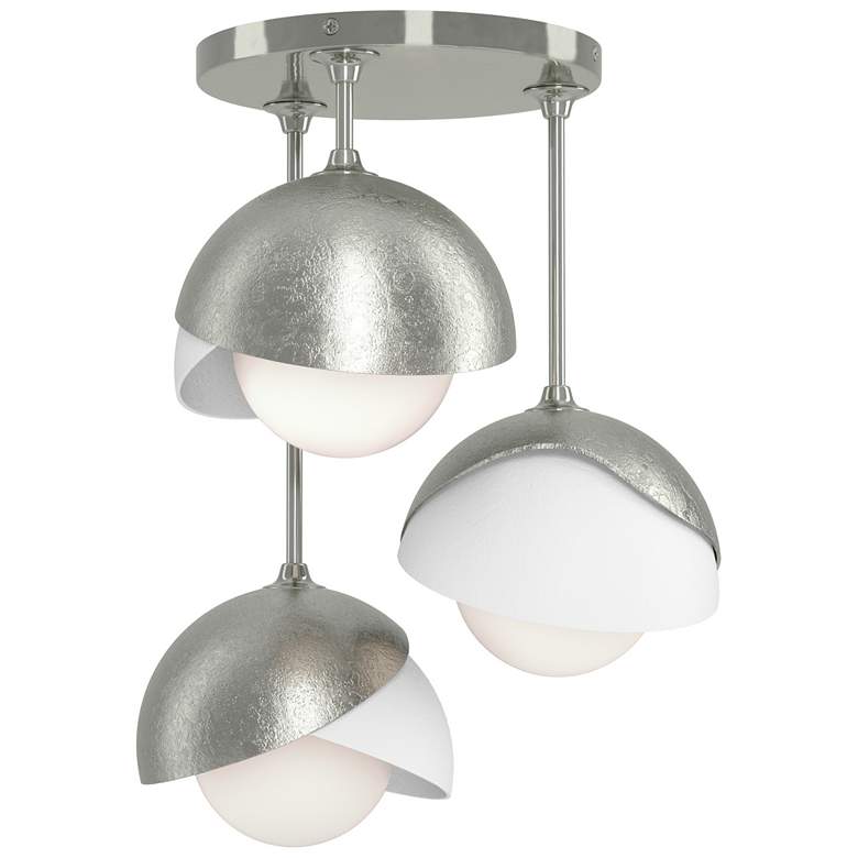 Image 1 Brooklyn 12"W 3-Light White Accented Sterling Opal Double Shade Semi F