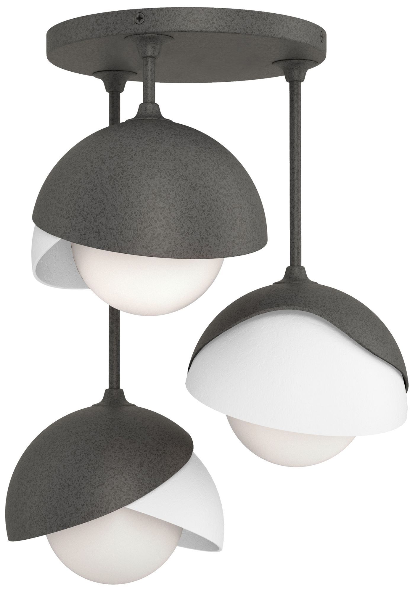 Brooklyn 12"W 3-Light White Natural Iron Double Semi Fl Made to Order
