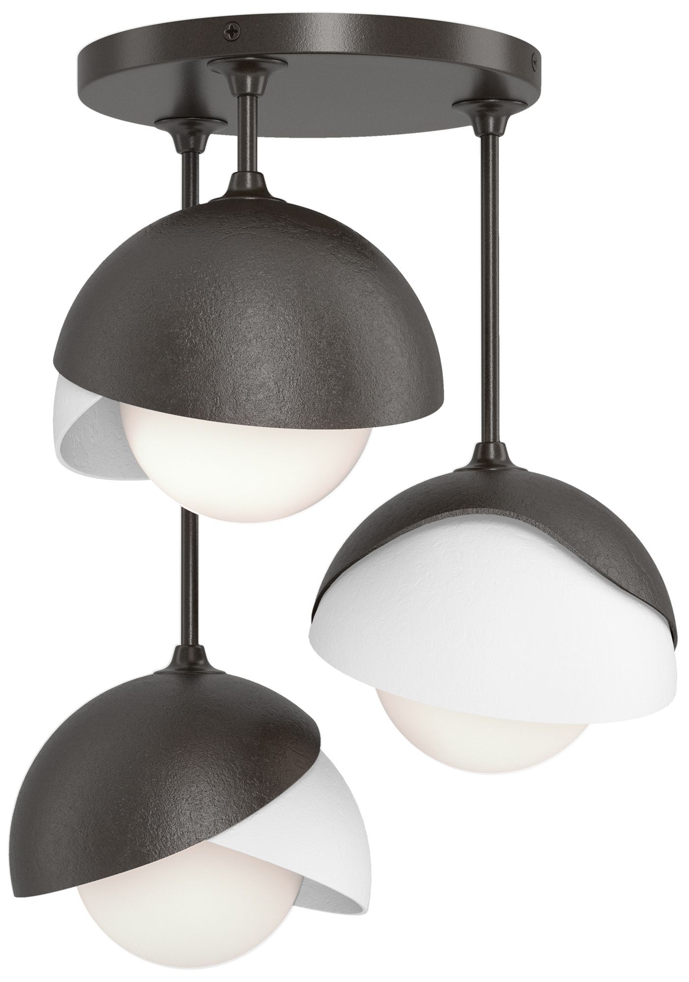 Brooklyn 12"W 3-Light White Rubbed Bronze Double Semi F Made to Order