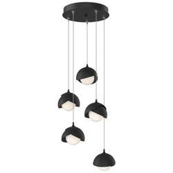 Brooklyn 16"W 5-Light Black Accented Black Long Opal Double Shade Pend