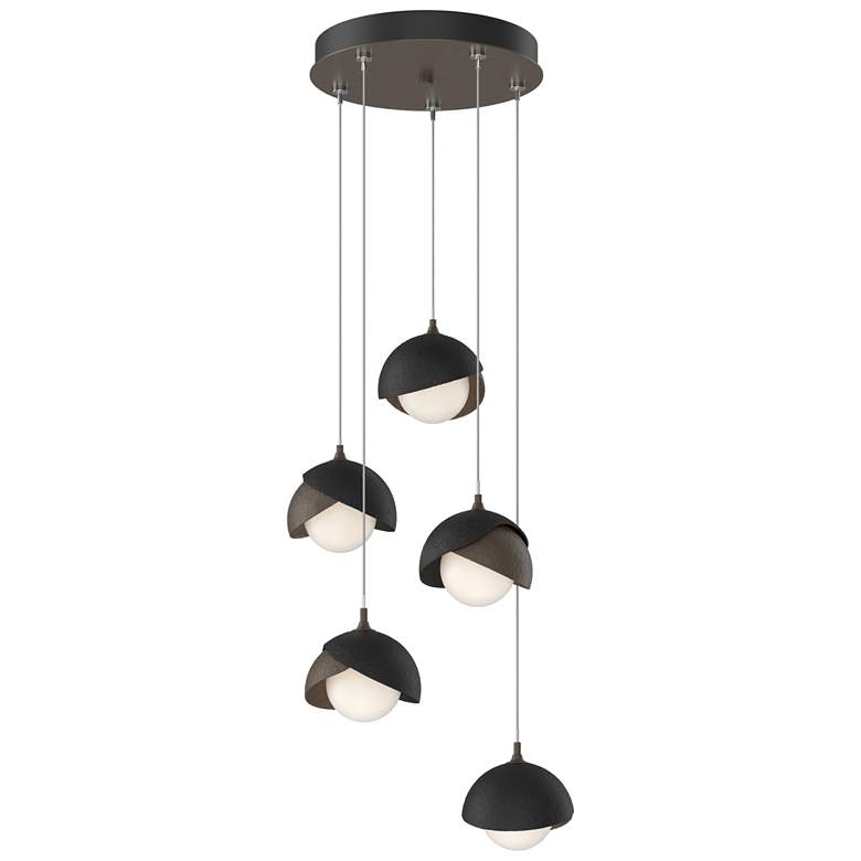 Image 1 Brooklyn 16"W 5-Light Black Accented Bronze Standard Double Shade Pend