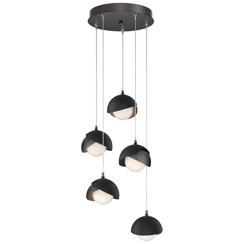 Image 1 Brooklyn 16"W 5-Light Black Accented Ink Standard Double Shade Pendant