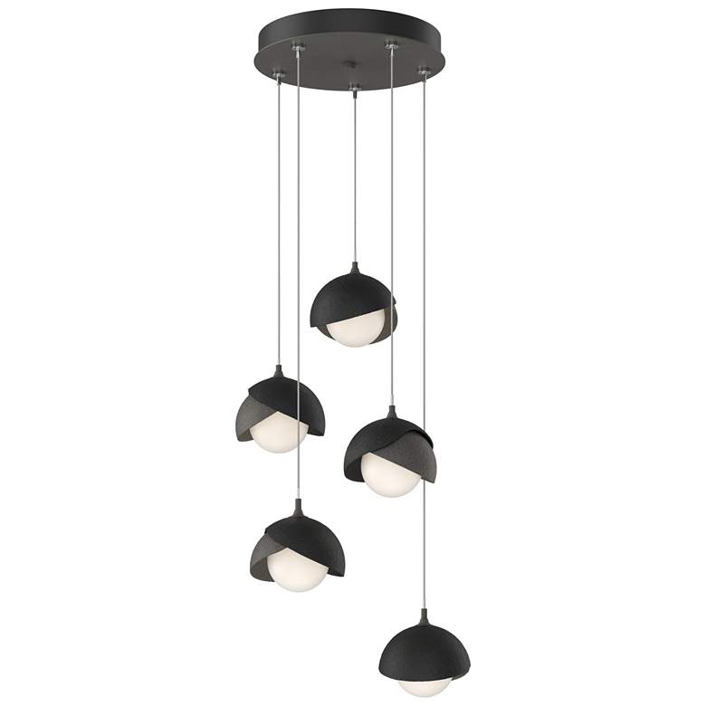 Image 1 Brooklyn 16 inchW 5-Light Black Accented Natural Iron Long Double Shade Pe