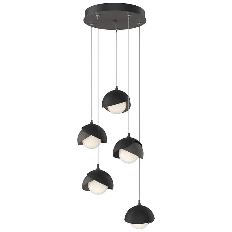 Image 1 Brooklyn 16"W 5-Light Black Accented Natural Iron Long Double Shade Pe