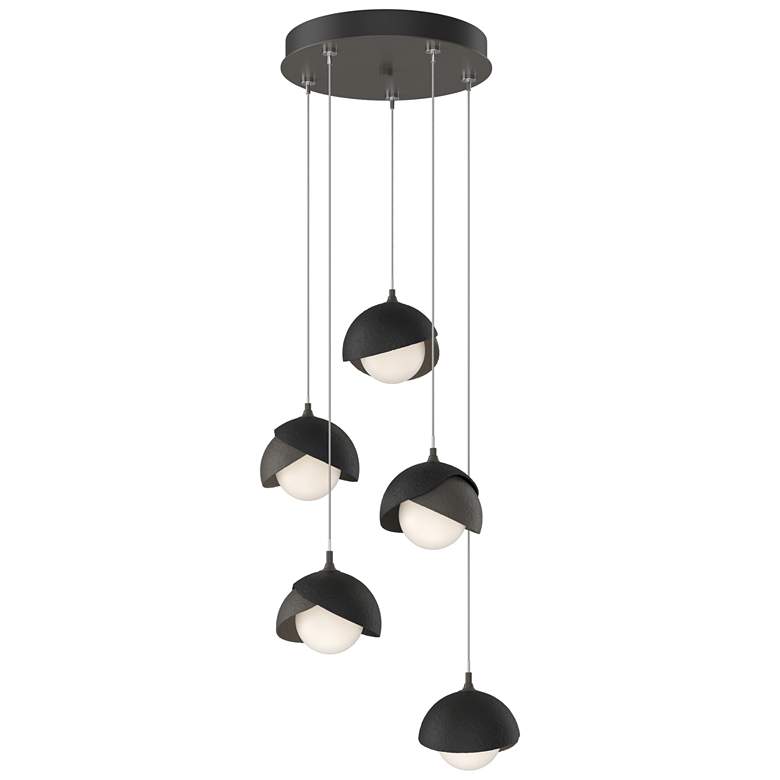 Image 1 Brooklyn 16"W 5-Light Black Accented Smoke Standard Double Shade Penda