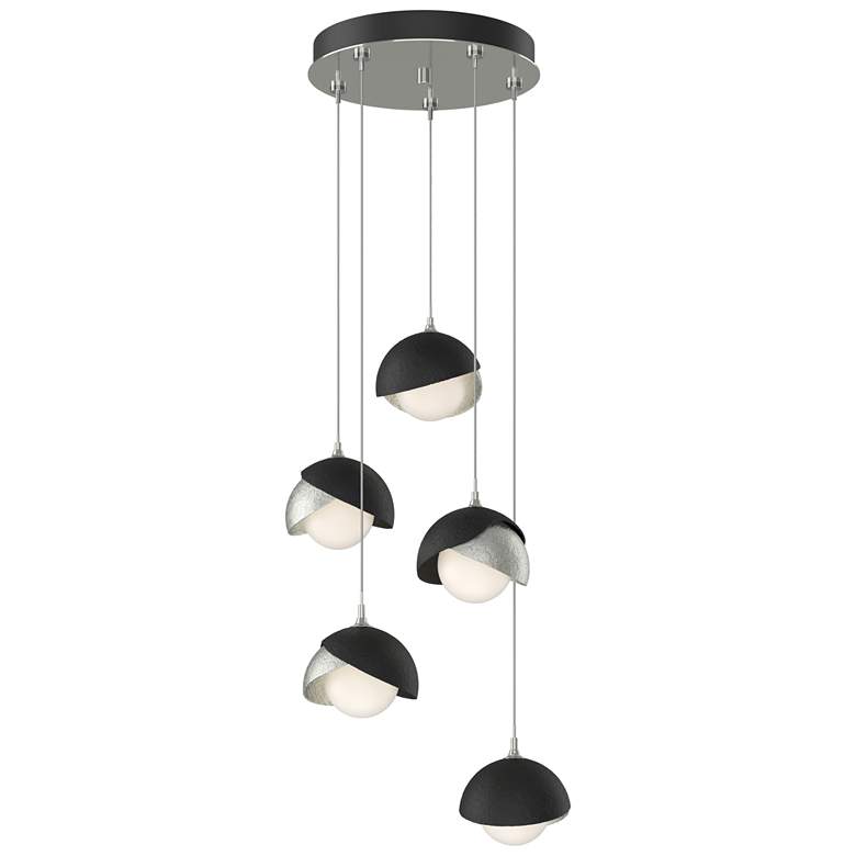 Image 1 Brooklyn 16"W 5-Light Black Accented Sterling Standard Double Shade Pe