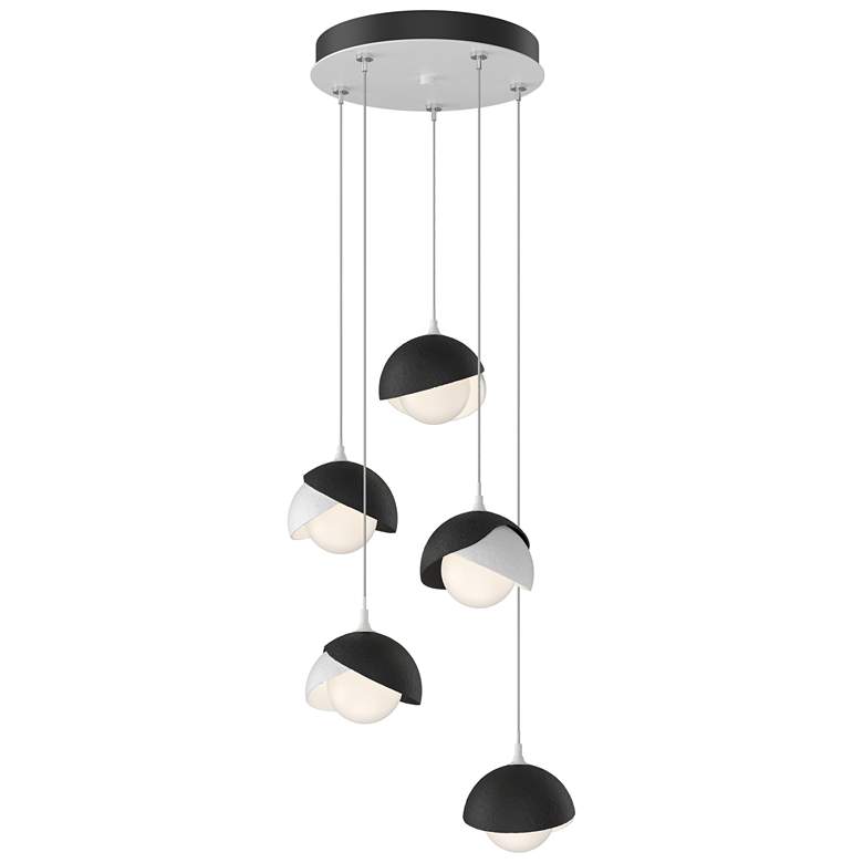Image 1 Brooklyn 16 inchW 5-Light Black Accented White Standard Double Shade Penda