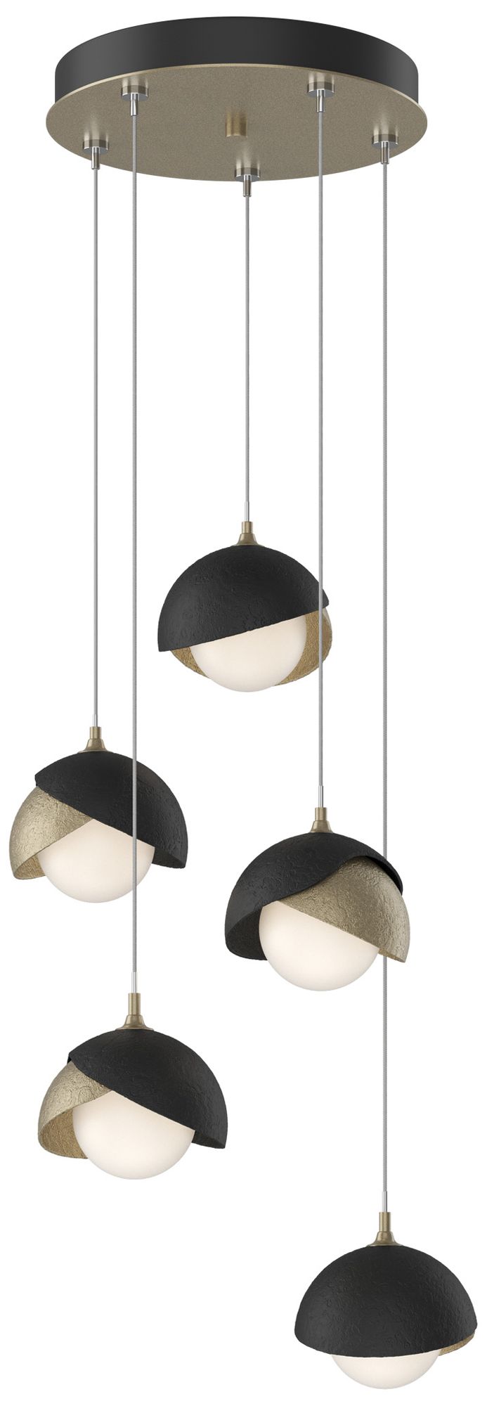 Brooklyn 16"W 5-Light Black Soft Gold Long Double Penda Made to Order
