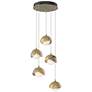 Brooklyn 16"W 5-Light Brass Accented Gold Standard Double Shade Pendan