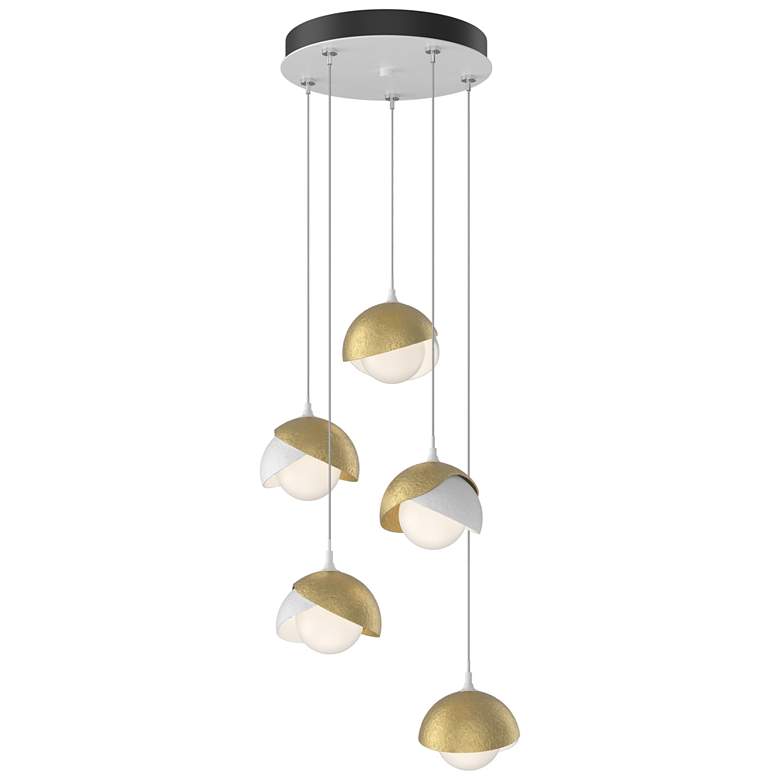 Image 1 Brooklyn 16"W 5-Light Brass Accented White Standard Double Shade Penda