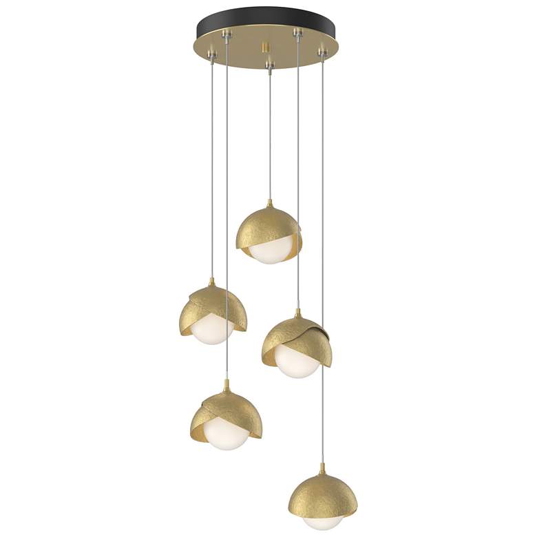 Image 1 Brooklyn 16"W 5-Light Brass Standard Double Shade Pendant