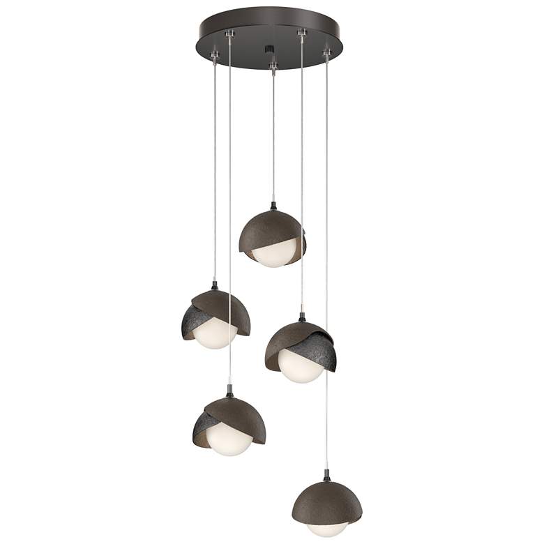 Image 1 Brooklyn 16"W 5-Light Bronze Accented Ink Standard Double Shade Pendan