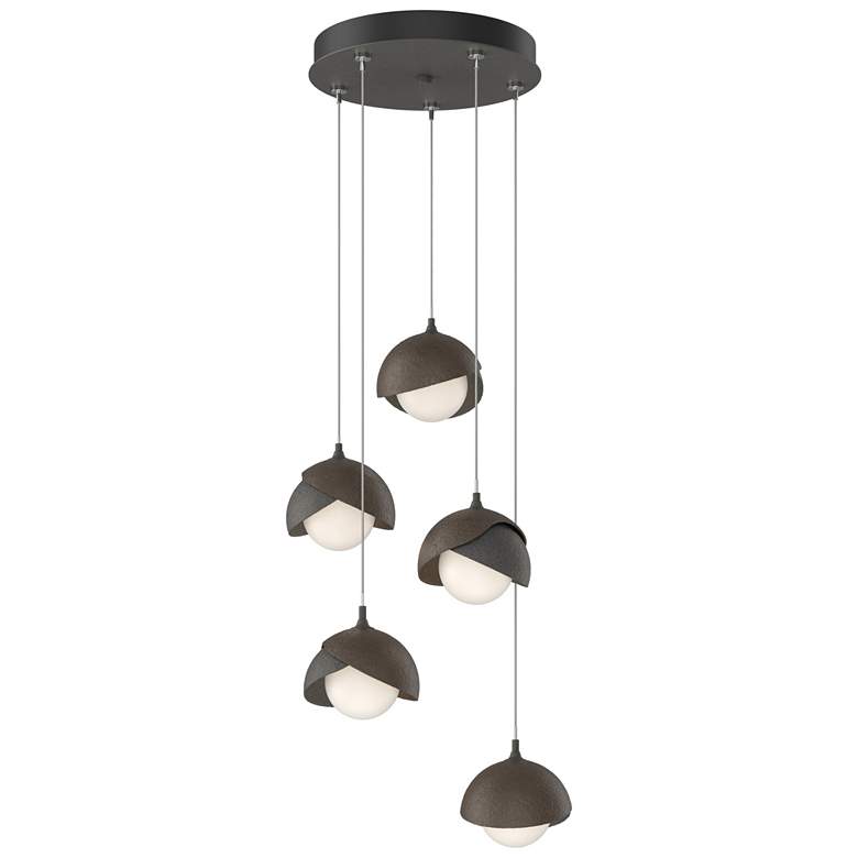 Image 1 Brooklyn 16"W 5-Light Bronze Accented Iron Long Double Shade Pendant